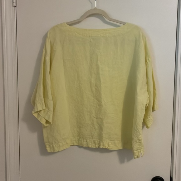 J. Jill Pure Jill 100% Linen Top Butter Yellow Boxy Boatneck Lagenlook Coastal - Picture 6 of 6